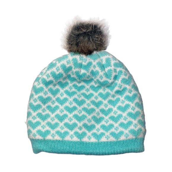 NWOT Spearmint Green Knit Winter Hat - Children's OS Outerwear - Faux Fur Lining - Picture 3 of 4